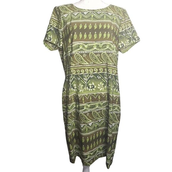 Vintage Kathie Lee Womens Shift Dress Short Sleeve Coastal Boho Chic 90s Size 16 - Picture 1 of 10